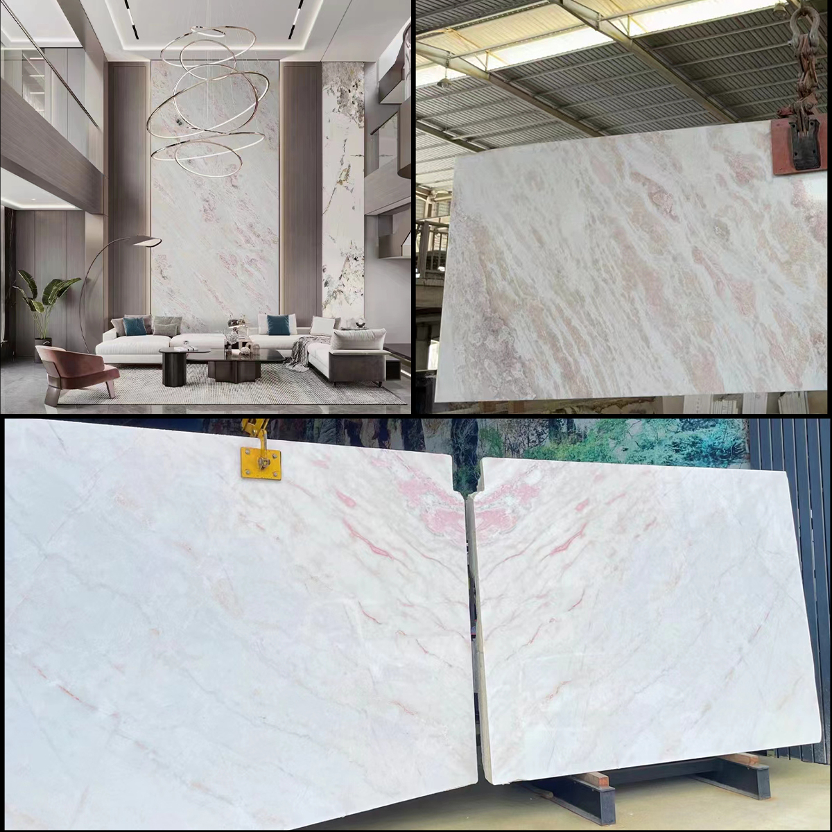 Luxury White Pink Marble Slab For Kitchen Island Countertop Livingroom Background Wall Decor Marble Furniture 