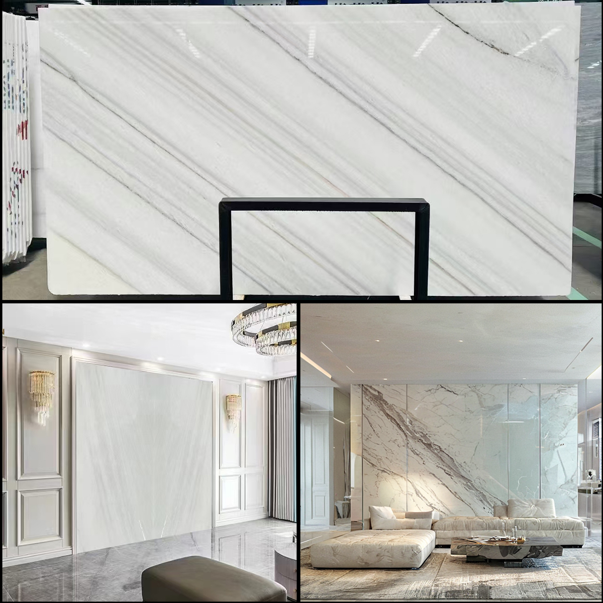 Luxury Colombia White Marble Slab For Livingroom Background Wall Decor Marble Furniture