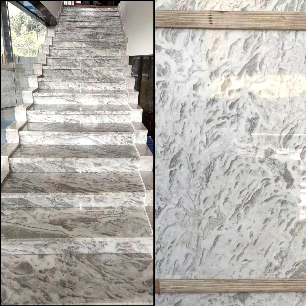 Luxury Helen White Marble Slab For Staircase Wall Background Panel Floor Tiles Kitchen Island Countertop Bathroom Vanity Sink House Decoration