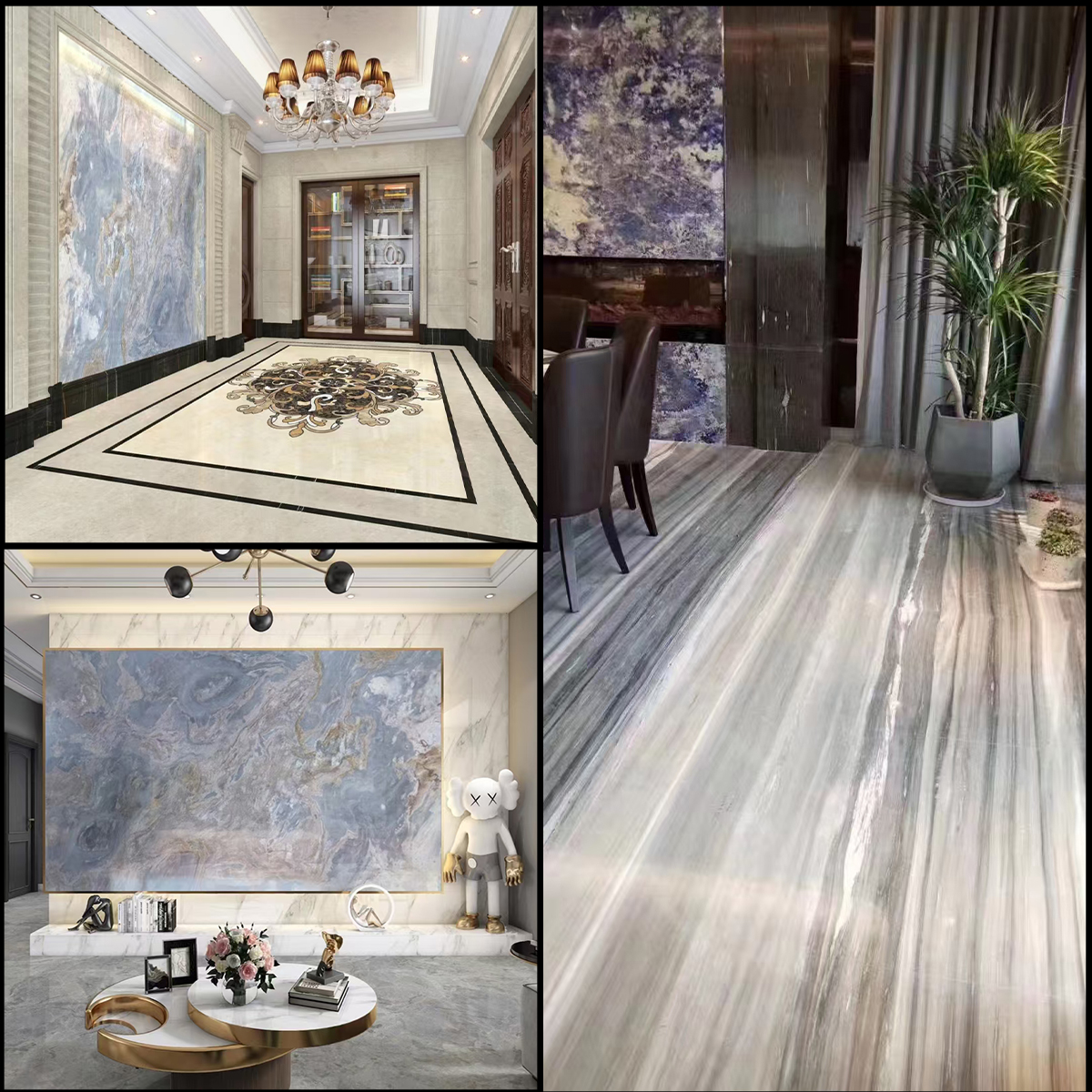 Royal Blue Gold Sand Marble Slab For House Decoration Floor Tiles Wall Panel Luxury Store Decoration