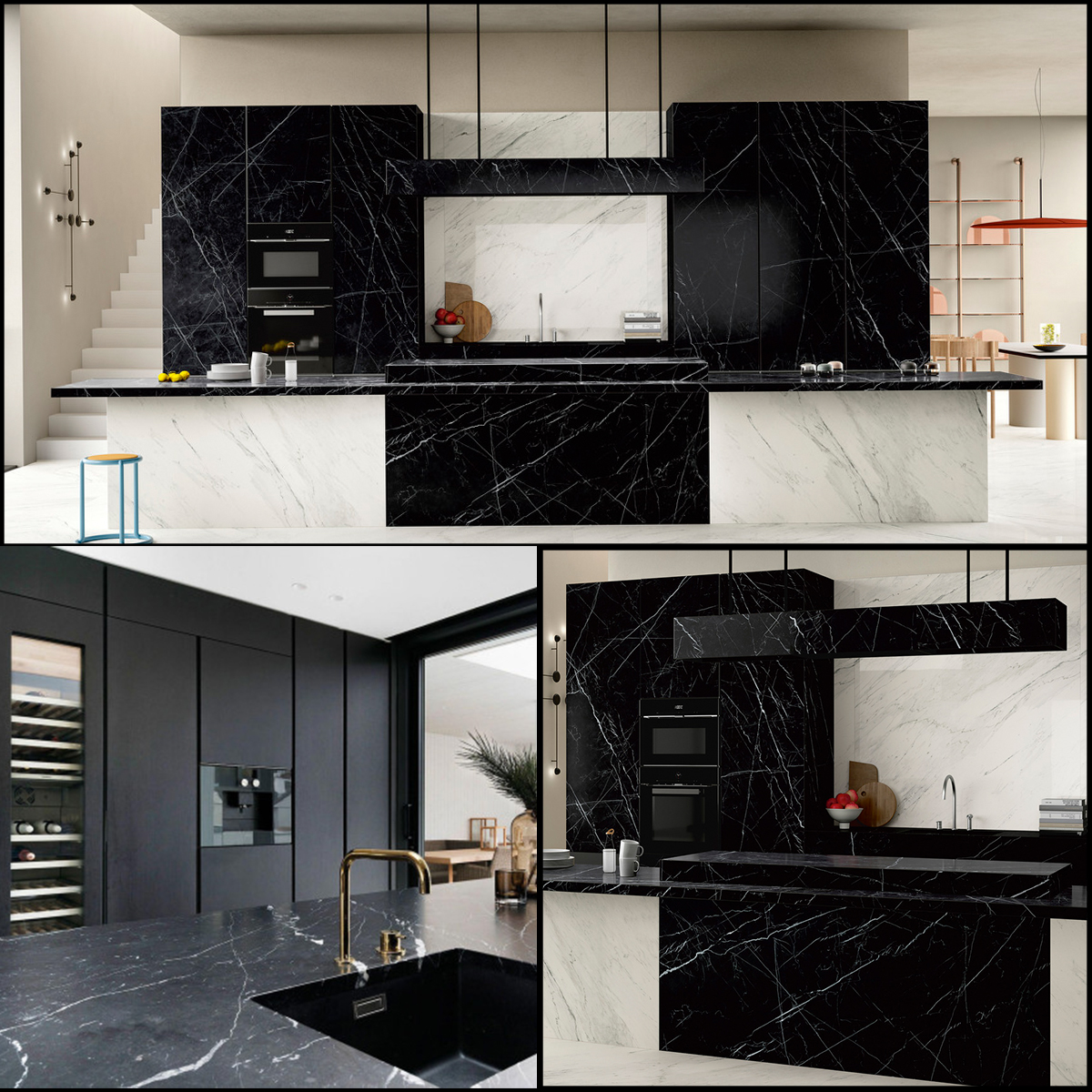 Whoslaes Cheap Price Black Marquina Marble Slab For Kitchen Island Countertop Floor Tiles Marble Coffee Table Marble Dining Table Wall Panel Floor Tiles