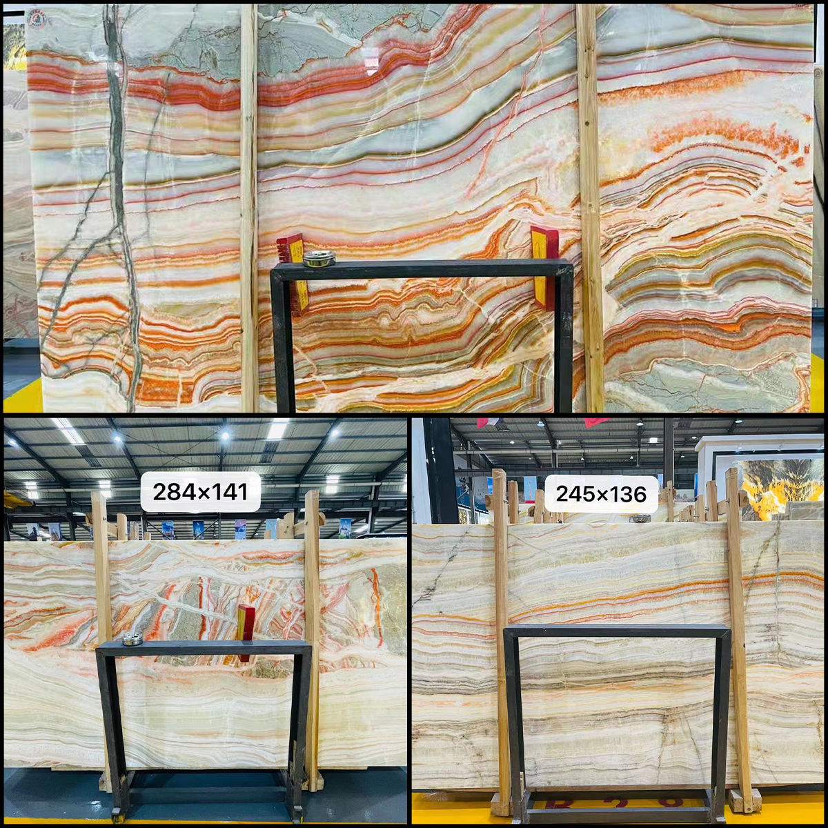 Polished Glazed 100% Natural Rainbow Onyx Customize Size Slab For Wall Panel Floor Tiles Bathroom Vanity