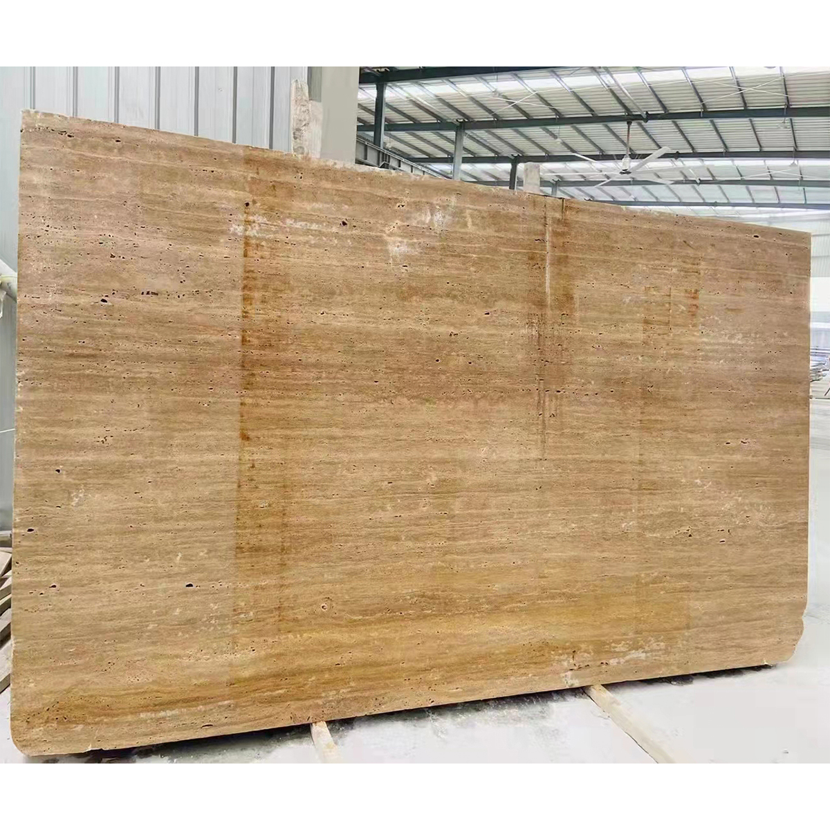 Luxury Wabi-sabi Style Yellow Travertine Slab For Kitchen Island Countertop Wash Basin Sink