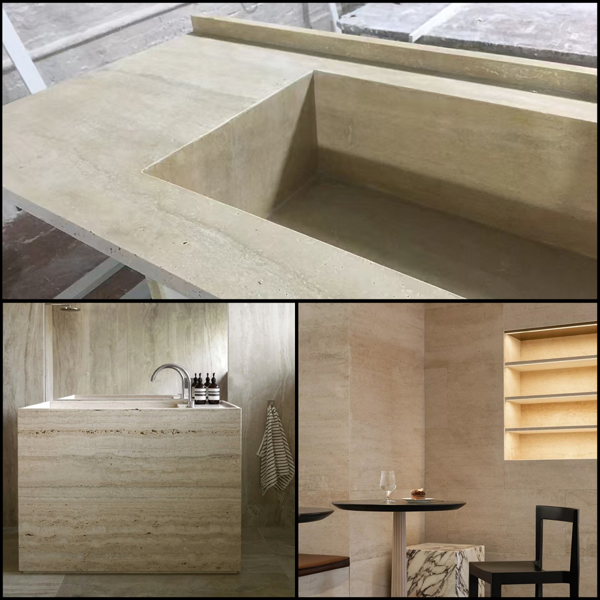 Luxury Wabi-sabi Style Yellow Travertine Slab For Kitchen Island Countertop Wash Basin Sink