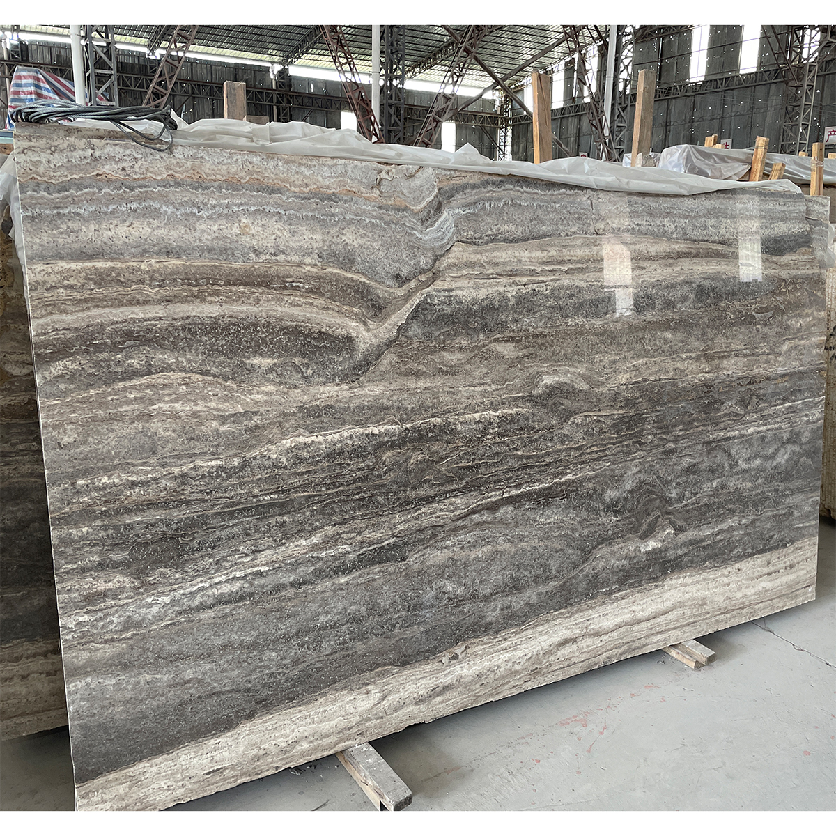 Luxury Italy Sliver Grey Travertine Slab For Kitchen Island Countertop Floor Tiles Bathroom Vanity Wall Panel