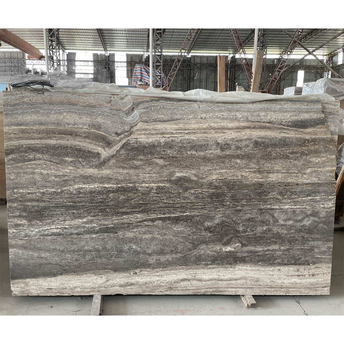 Luxury Italy Sliver Grey Travertine Slab For Kitchen Island Countertop Floor Tiles Bathroom Vanity Wall Panel