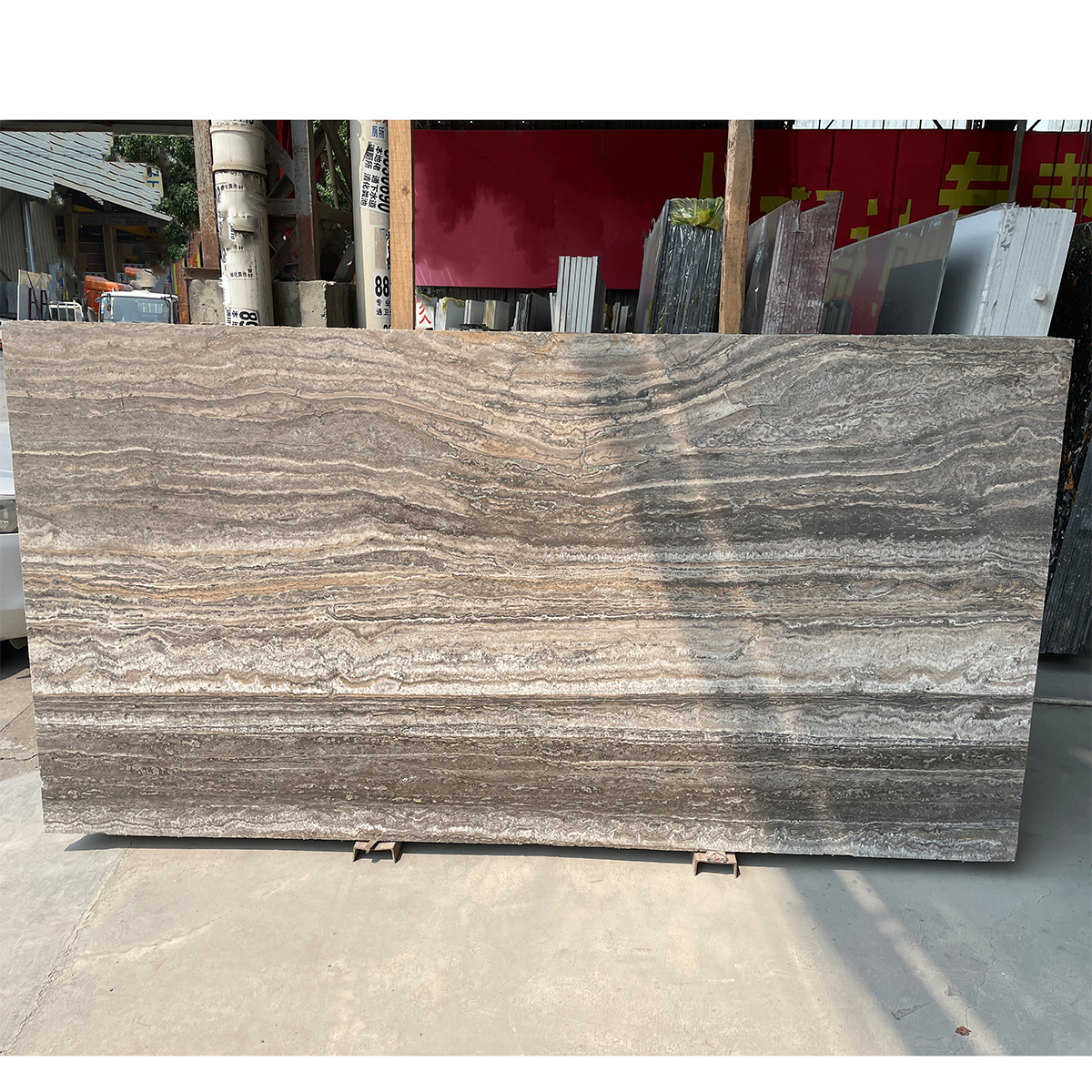 Luxury Italy Sliver Grey Travertine Slab For Kitchen Island Countertop Floor Tiles Bathroom Vanity Wall Panel