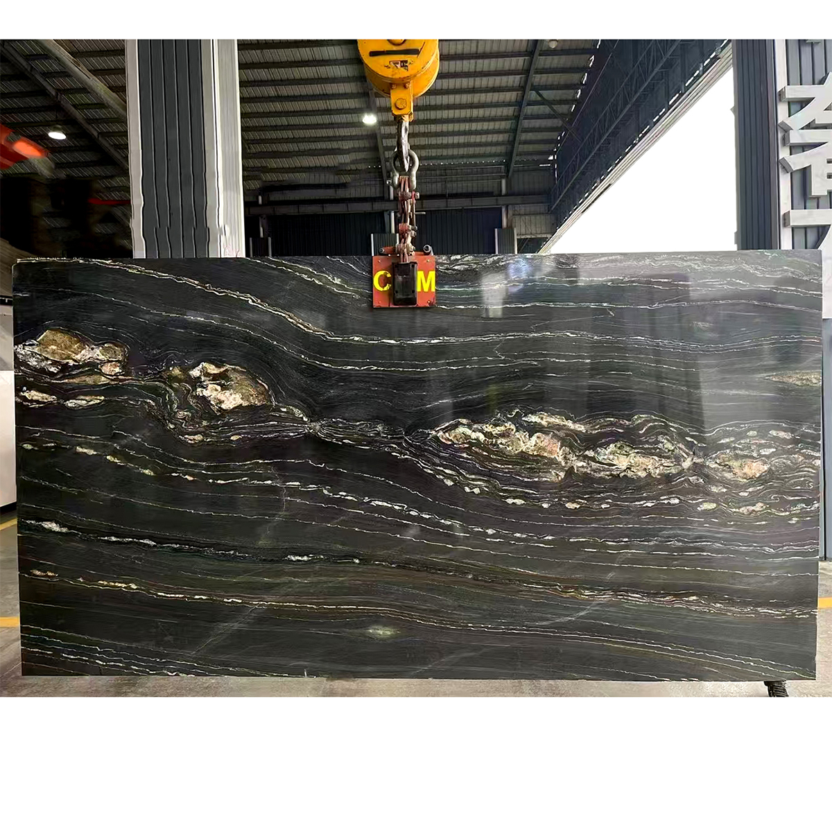 Wholesales Natural Brazilian Black Golden Flower Marble For Floor Tiles Wall Panel Veneer Home Furniture Countertop Staircase