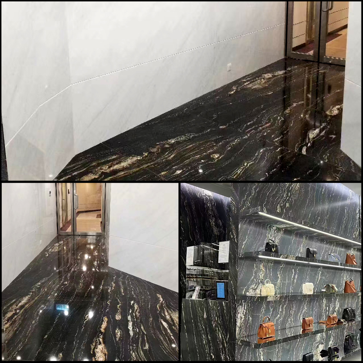 Wholesales Natural Brazilian Black Golden Flower Marble For Floor Tiles Wall Panel Veneer Home Furniture Countertop Staircase