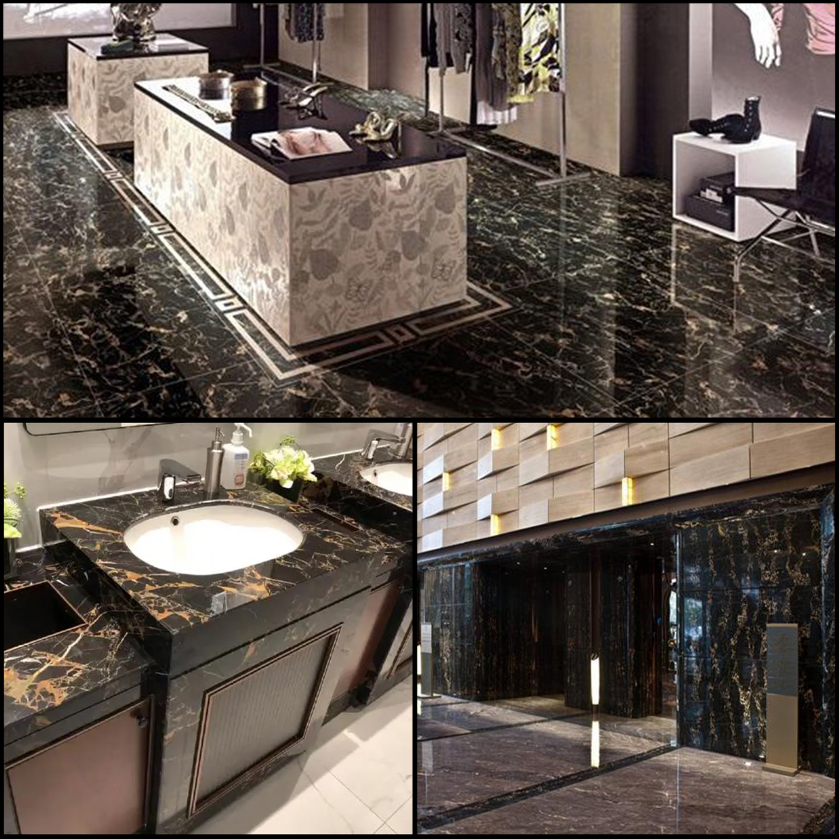 Natural Athens Black Golden Flower Marble Slab For Kitchen Countertop Villa Decoration Bathroom Vanity Decor