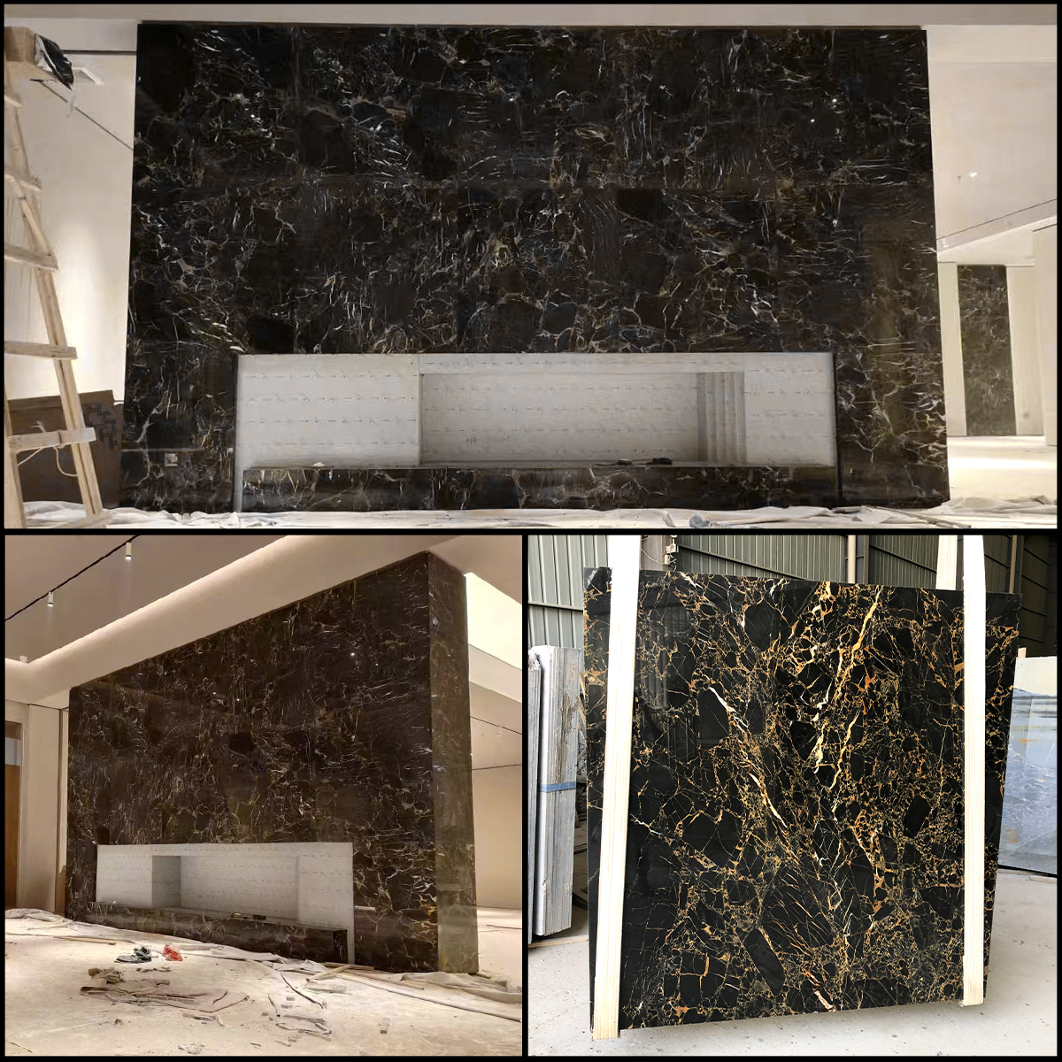 Natural Athens Black Golden Flower Marble Slab For Kitchen Countertop Villa Decoration Bathroom Vanity Decor