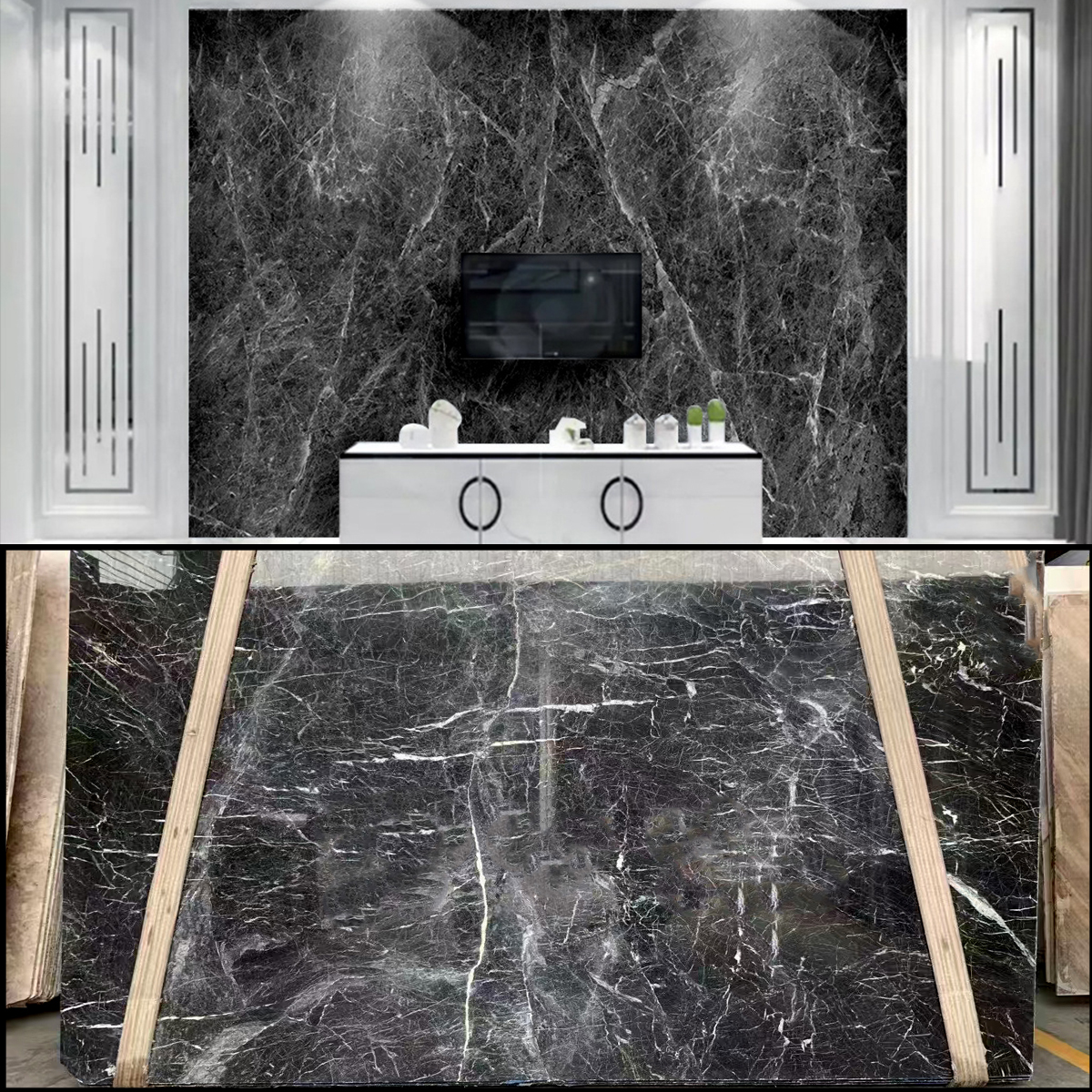 Natural Luxury Italy Black Net Marble For Livingroom Wall Background Decor Floor Tiles Kitchen Countertop