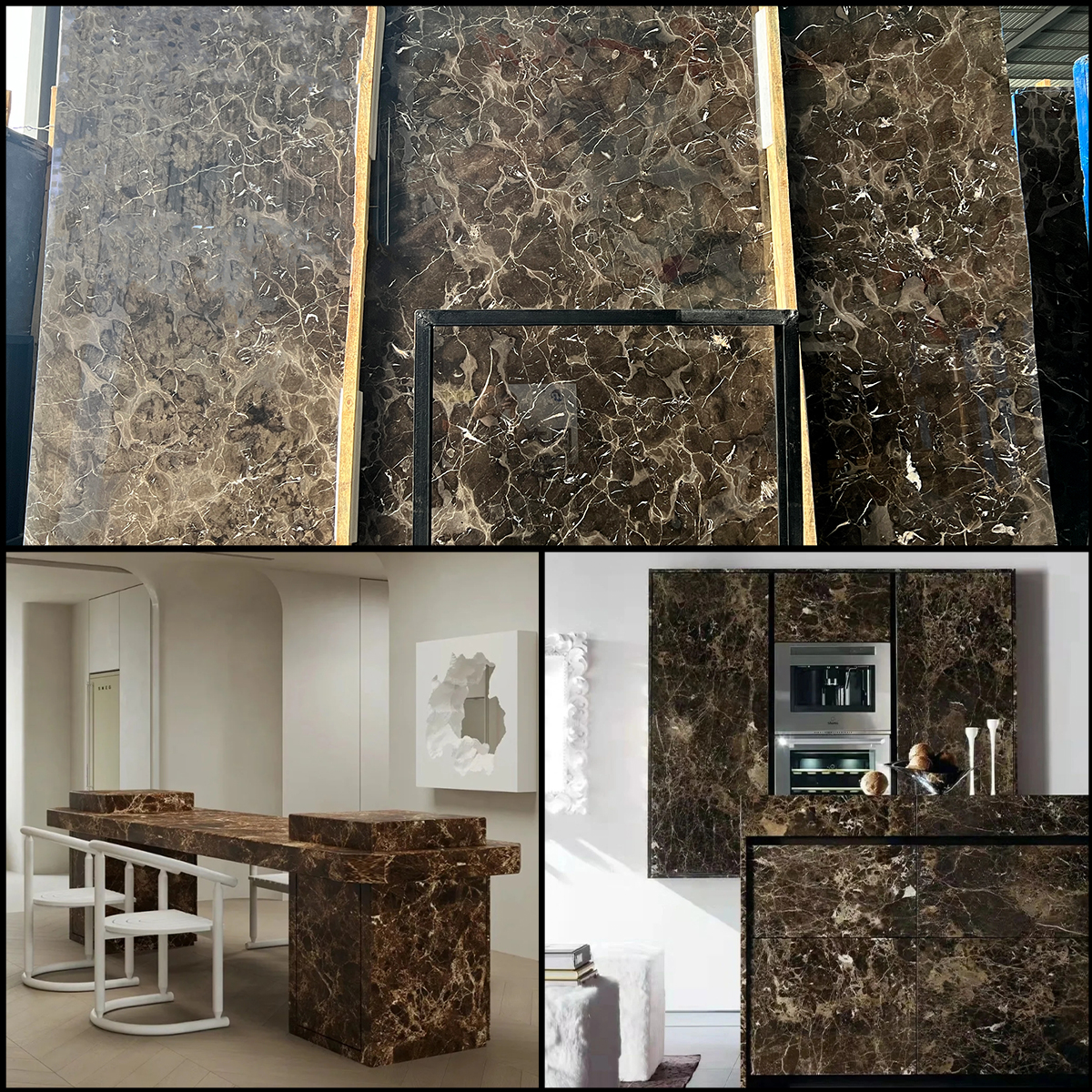 Natural Dark Brown Net Marble Slab For Bar Decoration Staircase Wall Panel Kitchen Island Countertop