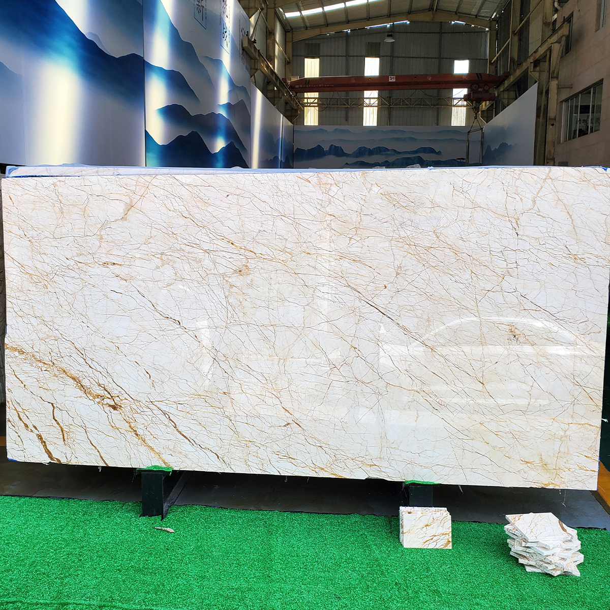 Luxury Sofitel Gold Marble Slab For Exterior Wall Panel Floor Tiles Bathroom Bathtubs