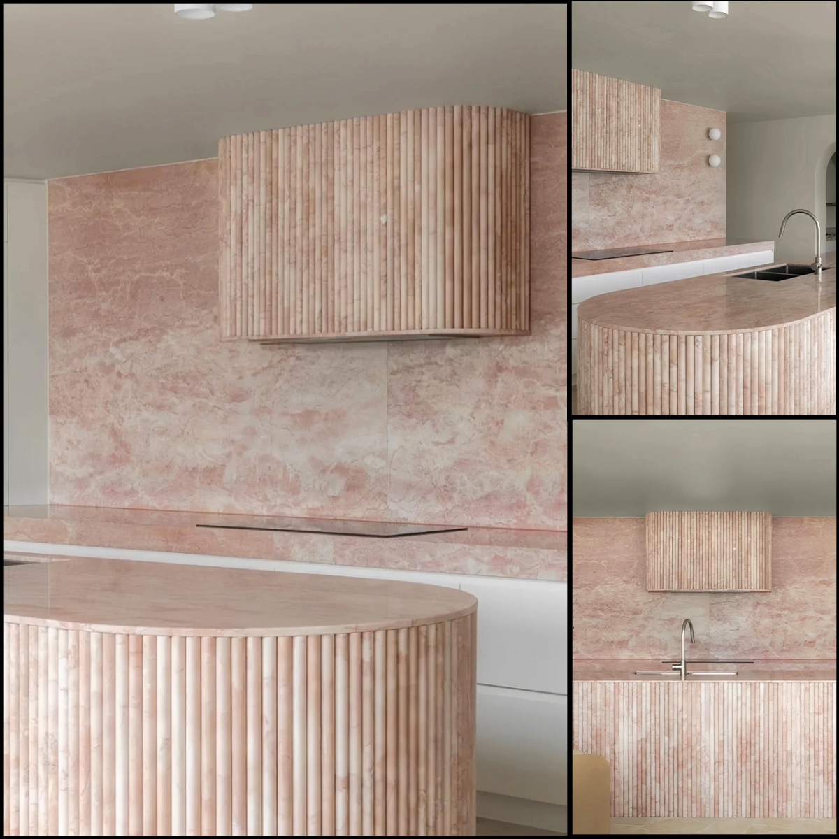 Luxury Cream Rose Pink Marble Slab For Kitchen Island Countertop Floor Tiles Wall Panel House Decoration