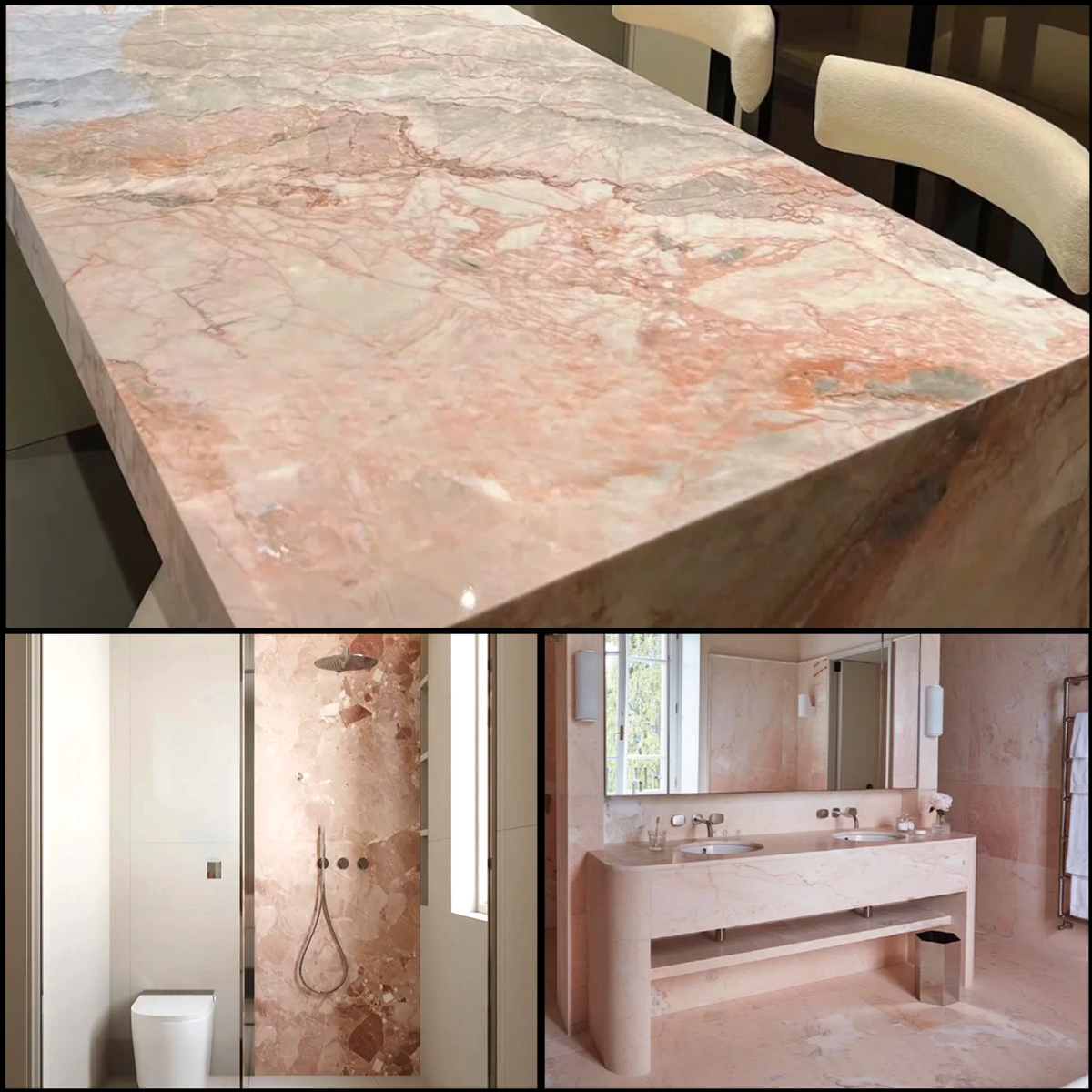 Luxury Cream Rose Pink Marble Slab For Kitchen Island Countertop Floor Tiles Wall Panel House Decoration