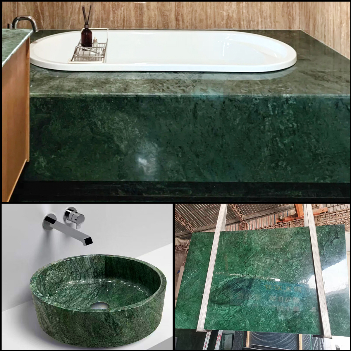 Luxury India Dark Green Marble Slab For Wall Panel Floor Tiles Bathroom Vanity Home Furniture Dining Table