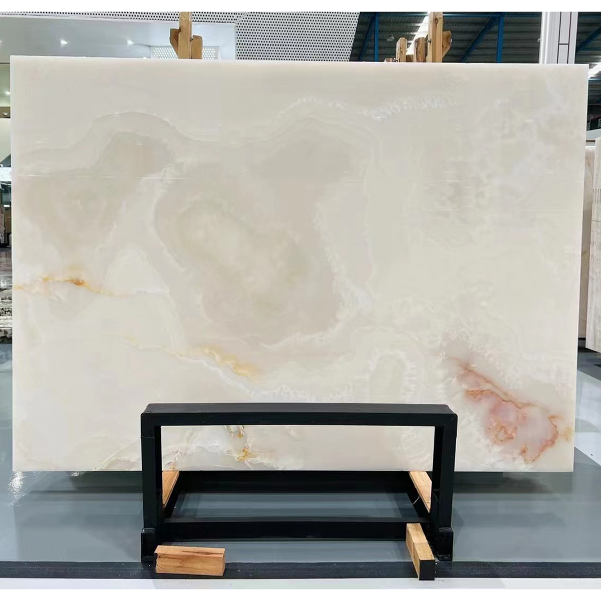 Polish Glazed Ice White Onyx Slab For Villa Luxury Store Hotel Lobby Decoration Projects Onyx Handcrafts