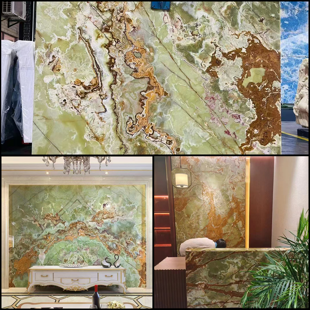 Luxury Antique Light Green Onyx Slab For Wall Panel Kitchen Island Countertop Onyx Furniture Onyx For Luxury Store