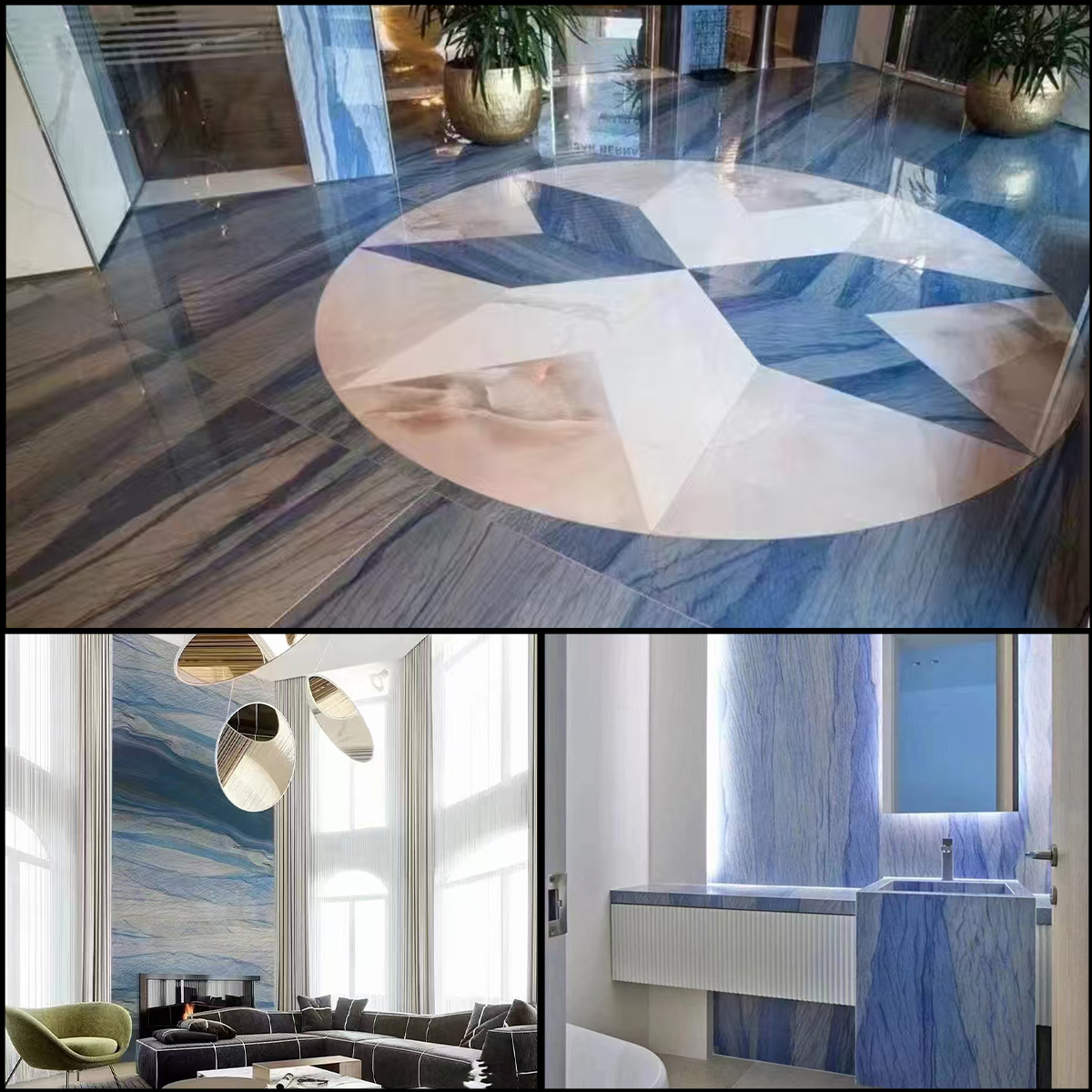 Natural Royal Sky Blue Marble Slab For Bathroom Livingroom Floor Tiles Kitchen Countertop Furniture Staircase