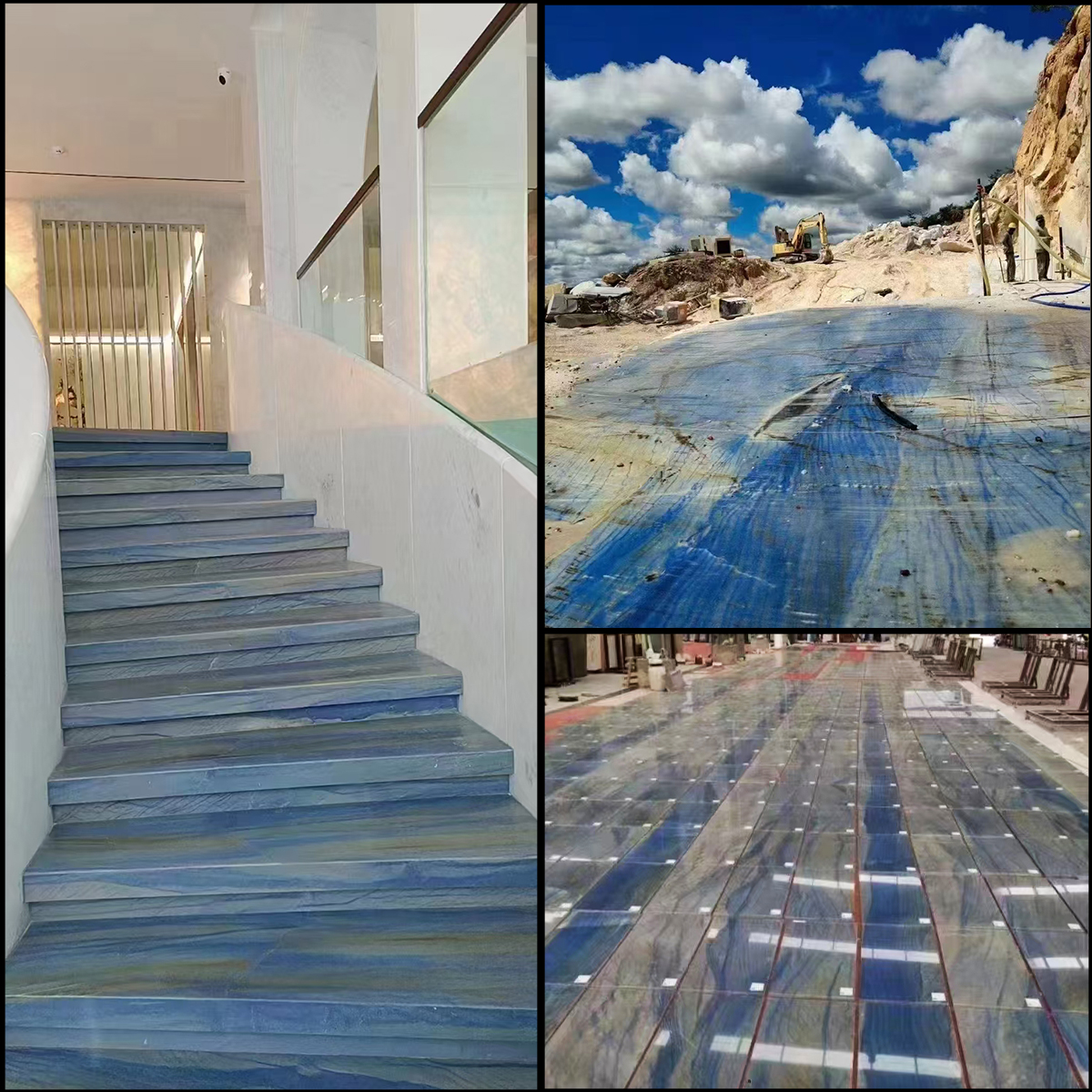 Natural Royal Sky Blue Marble Slab For Bathroom Livingroom Floor Tiles Kitchen Countertop Furniture Staircase