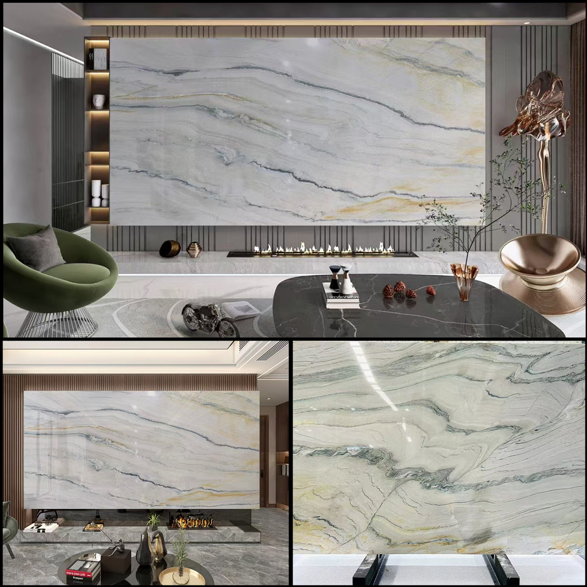 Natural Luxury Ocean Wave Marble Slab For Bathroom Floor Tiles Kitchen Countertop Wall Panel