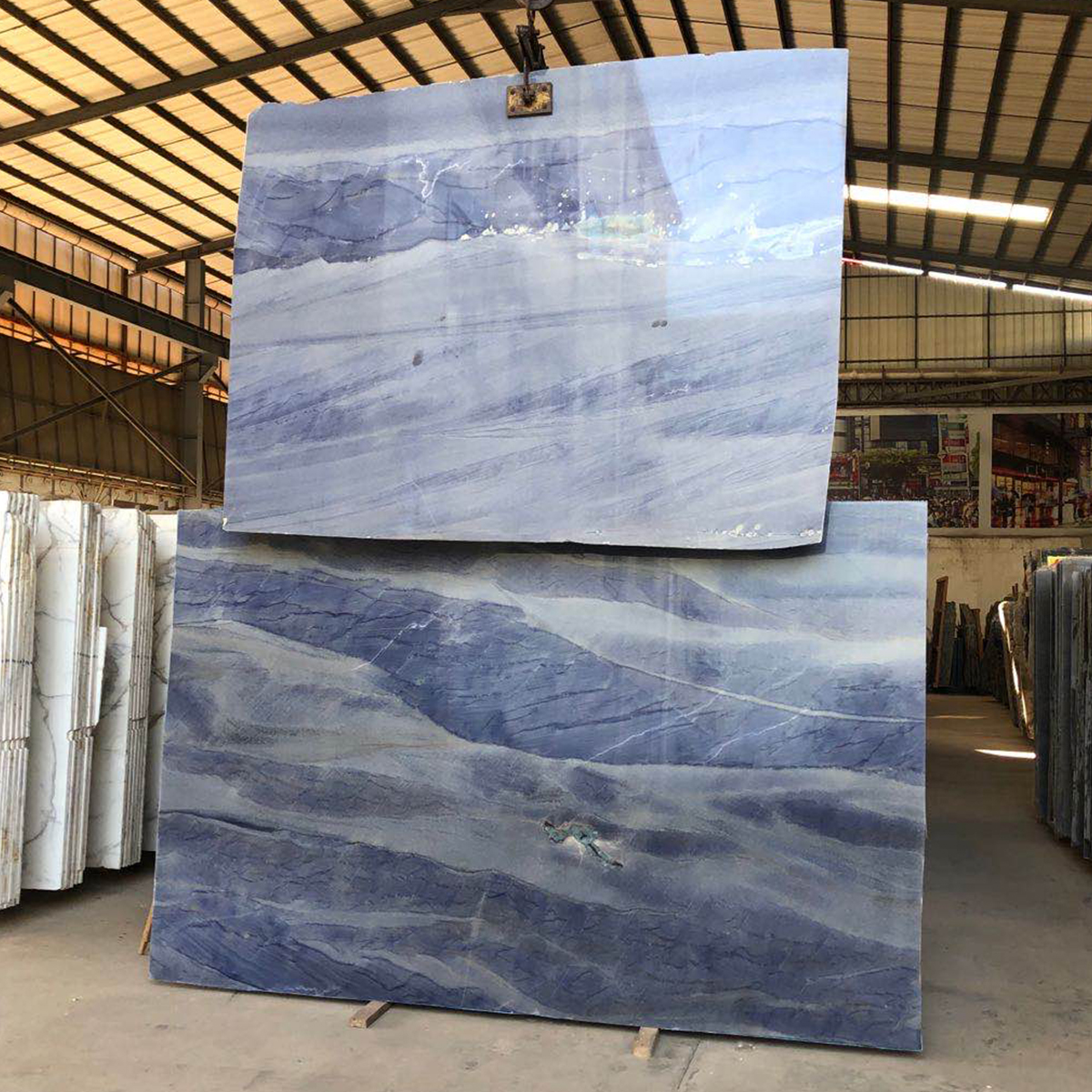 Luxury Natural Stone Customize Brazilian Gemstone Blue Marble Slab