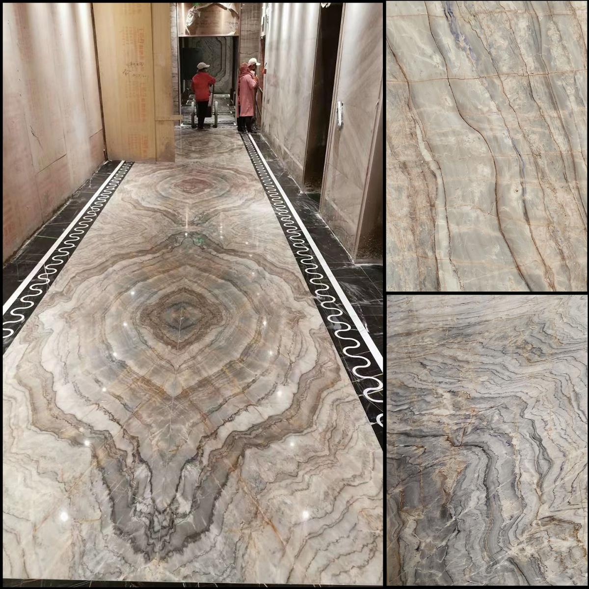 Luxury Customize Size Blue Impression Marble Slab For Wall Decor Romm Furniture Bathroom Livingroom Floor Tiles