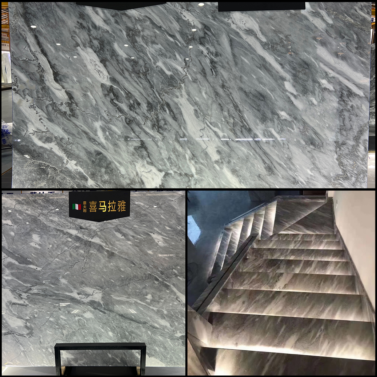 Natural Luxury Stone Himalayan Grey Marble Slab For Staircase Livingroom Floor Tiles Villa Deocr Lobby Decor