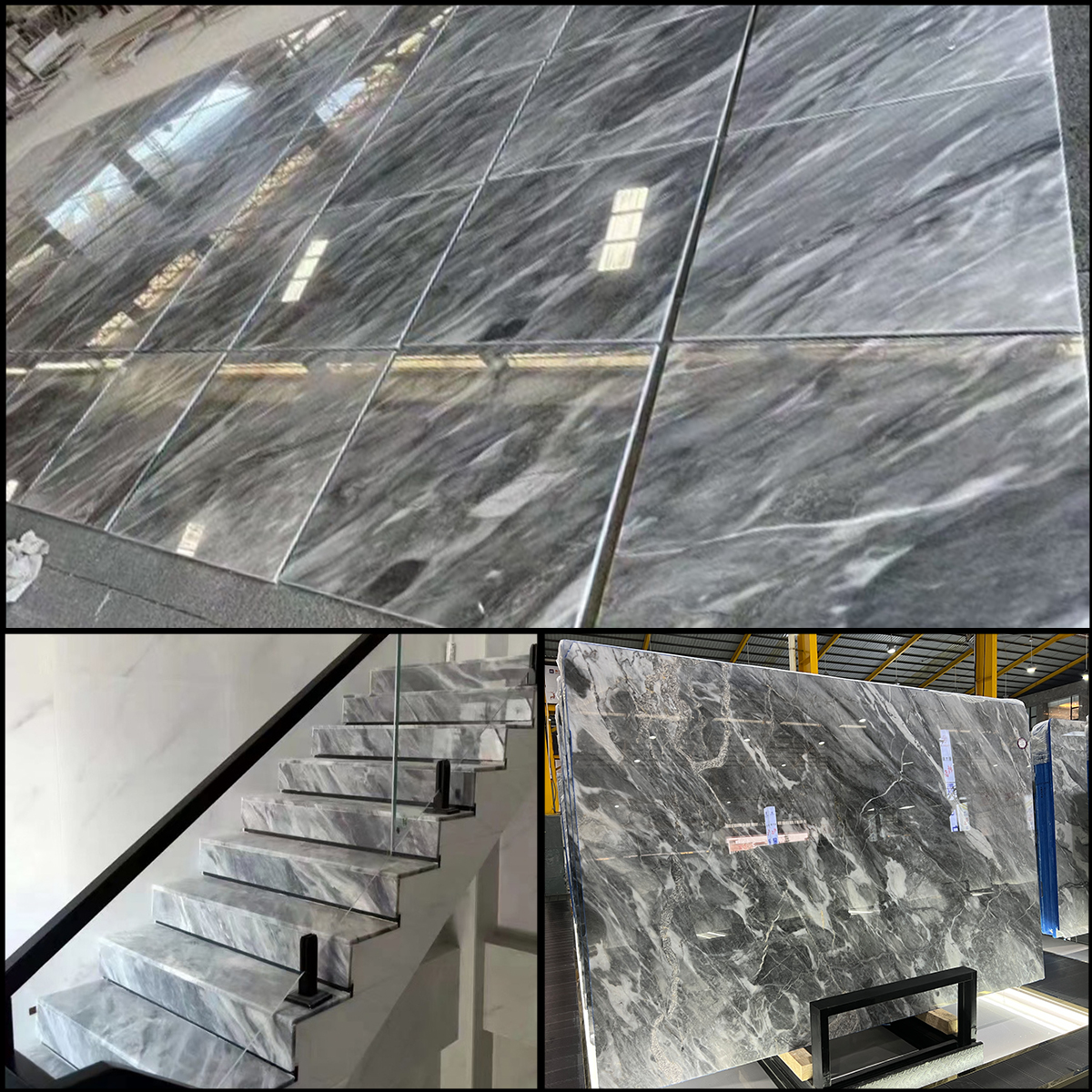 Natural Luxury Stone Himalayan Grey Marble Slab For Staircase Livingroom Floor Tiles Villa Deocr Lobby Decor