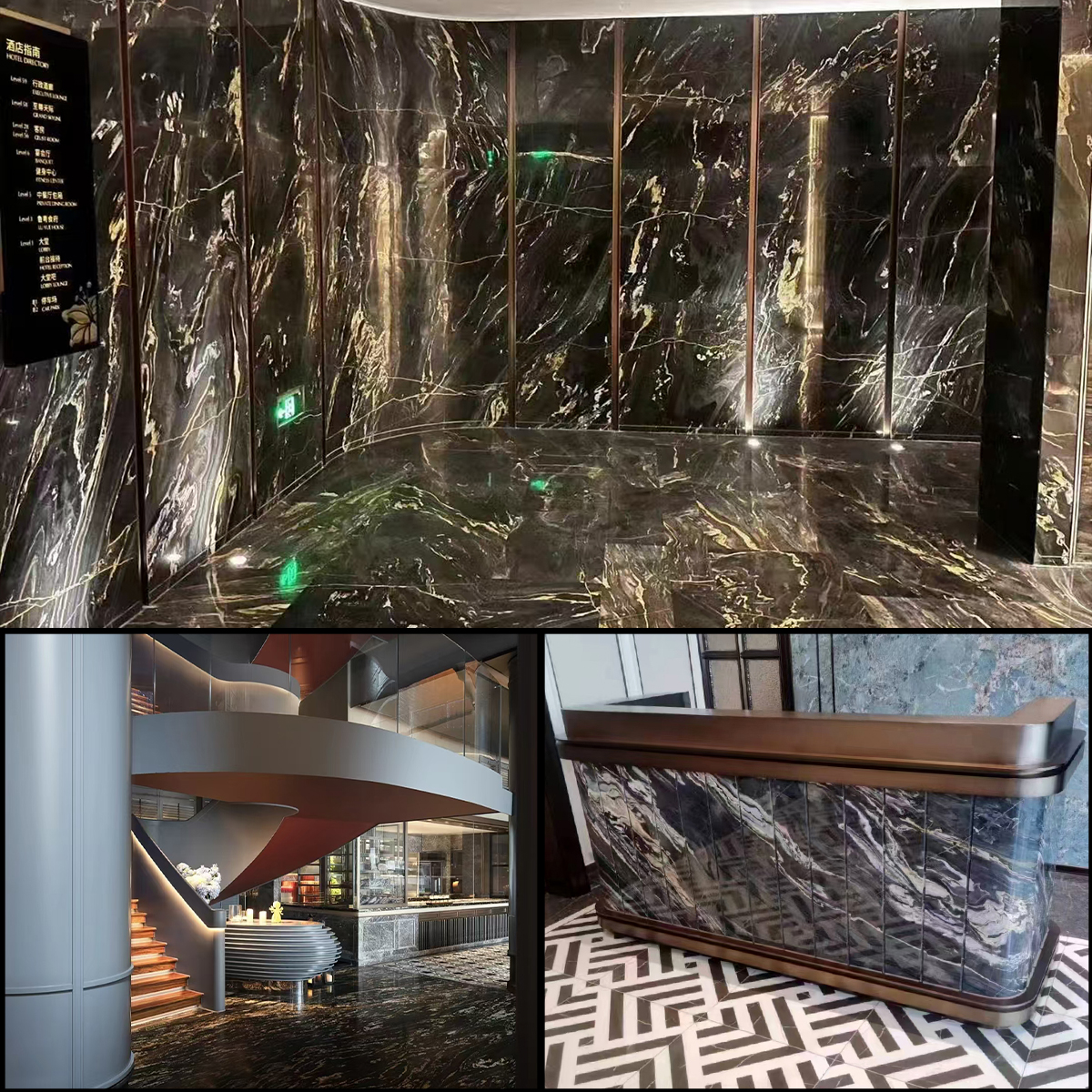 Elegant Italy Black Glod Marble For Kitchen Countertop Home Furniture Floor Tiles Hotel Lobby Decor