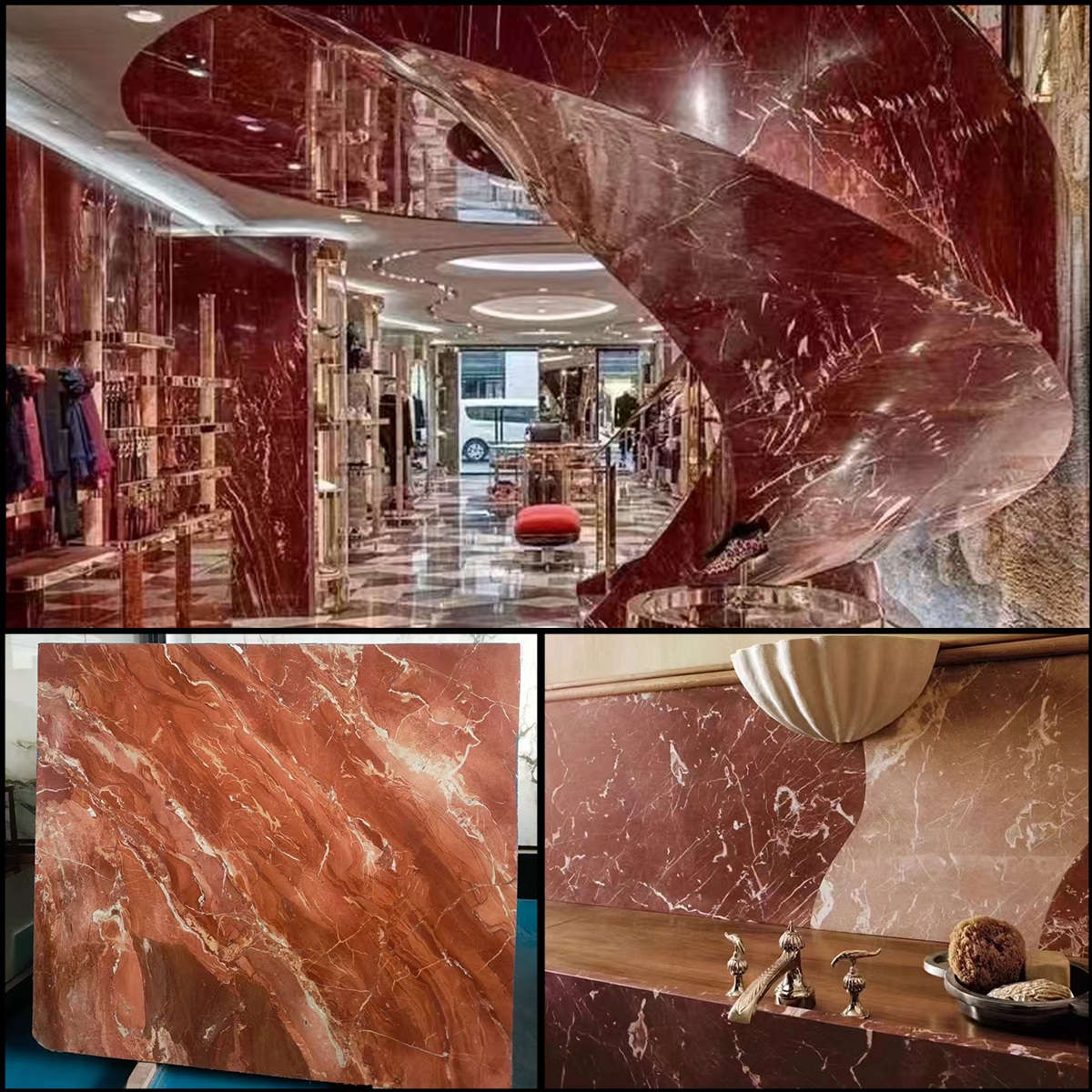 Natural Luxury Stone French Red Marble Slab For Kitchen Countertop Floor Tiles Staircase Wall Panel